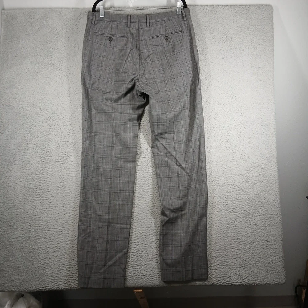 Banana Republic Pants Mens 35 Tailored Slim Fit‎ Grey Plaid Dress